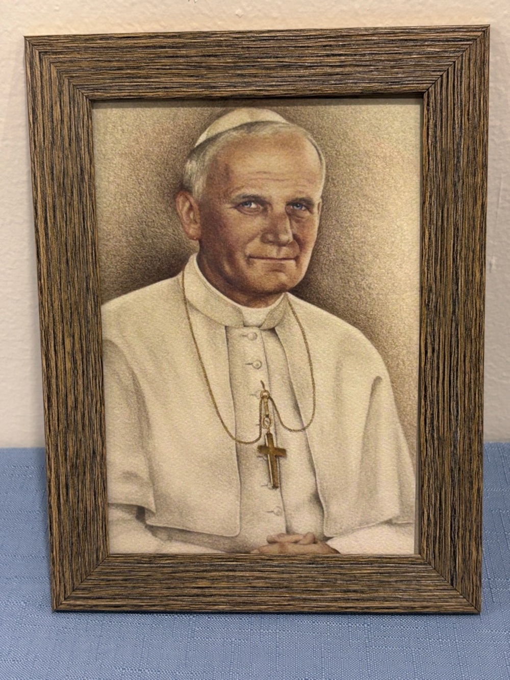 Vintage Photo of Pope John Paul II: Assn  Of Marian Helpers Novena Card Framed